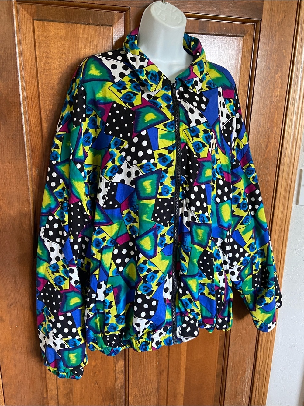 Vintage 80’s 90’s Vegas Retro Full Zip wind breaker jacket Size Large Statement - Picture 2 of 12
